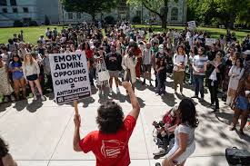 Emory University was calm Saturday after the violent arrest