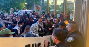 Protesters at Emory University briefly clashed with police